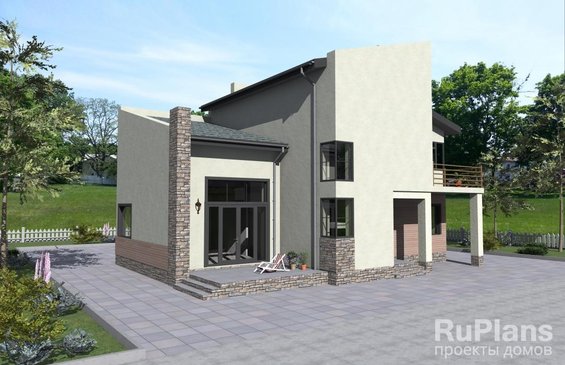 Rg3792 - Проект дома с разновысокими скатами кровли мансарды