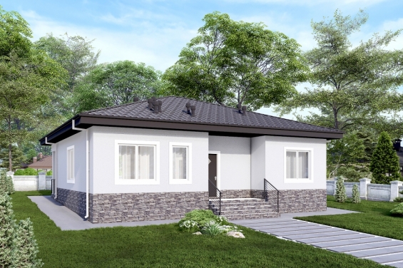 Rg6501 - Одноэтажный дом тремя спальнями, террасой и камином