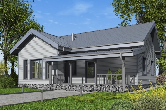 Rg6544 - Одноэтажный дом с кухней-гостиной и вторым светом