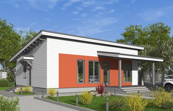 Rg6555 - Одноэтажный дом с двумя спальнями, кладовой и кухней-гостиной