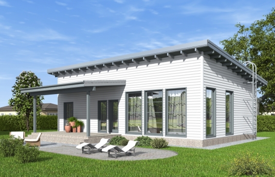 Rg6556 - Одноэтажный дом с тремя спальнями, кухней-гостиной и террасой