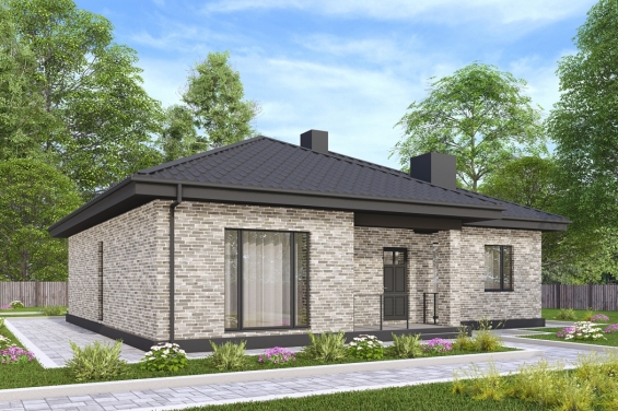 Rg6563 - Одноэтажный дом с тремя спальнями и террасой